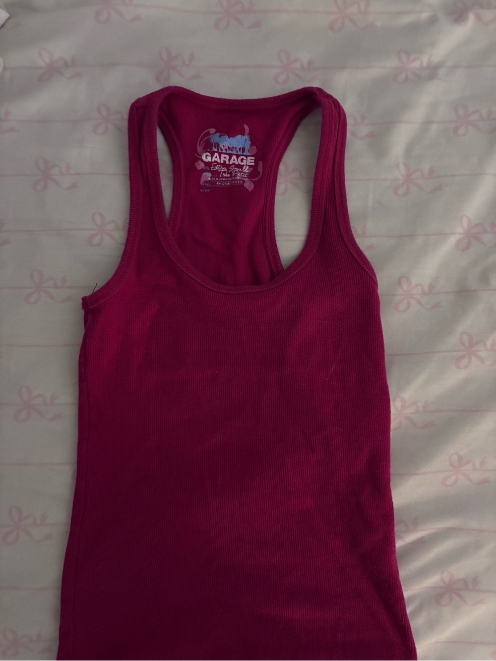 Garage Ribbed Tank Tops - White & Red - Picture 2 of 3